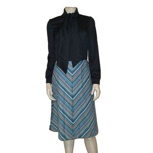 PARKSHIRE ORIGINAL Vintage 70s Secretary Style Poly Dress